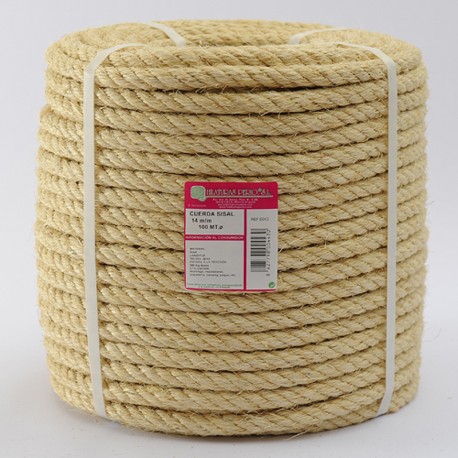 BRAIDED SISAL ROPE COIL (4 ends) 14 mm Ø